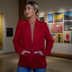 Chic’ Scarlet Wool Women's Blazer